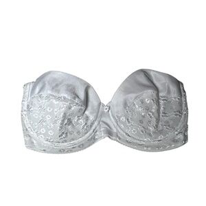 DOMINIQUE white strapless underwire plunge bridal bra size 32D NWT